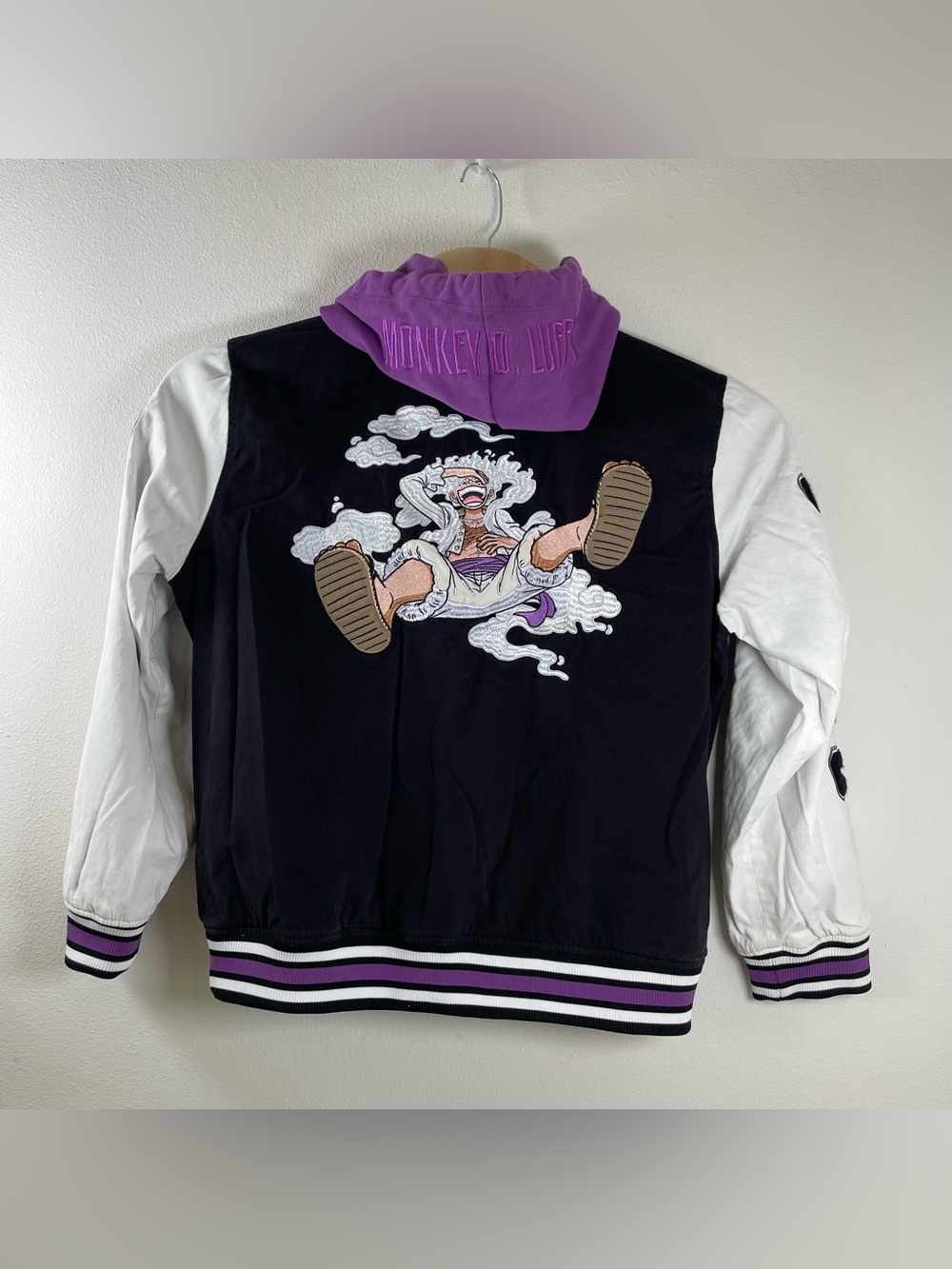 One Piece Sun God Nika Luffy Gear 5 Varsity Jacket Hot Topic Hooded Coat Size XL